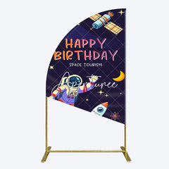 Aperturee - Aperturee Moon Astronaut Purple Galaxy Birthday Half Moon Arch Backdrop