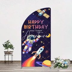 Aperturee - Aperturee Moon Astronaut Purple Galaxy Birthday Half Moon Arch Backdrop