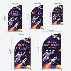 Aperturee - Aperturee Moon Astronaut Purple Galaxy Birthday Half Moon Arch Backdrop