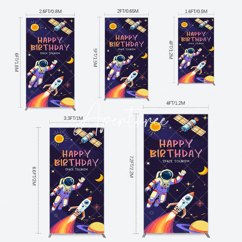 Aperturee - Aperturee Moon Astronaut Purple Galaxy Birthday Rectangle Backdrop