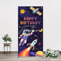 Aperturee - Aperturee Moon Astronaut Purple Galaxy Birthday Rectangle Backdrop