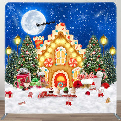 Aperturee - Aperturee Moon Christmas Night Tree Square Arch Fabric Backdrop