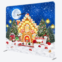 Aperturee - Aperturee Moon Christmas Night Tree Square Arch Fabric Backdrop