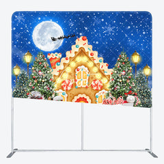 Aperturee - Aperturee Moon Christmas Night Tree Square Arch Fabric Backdrop