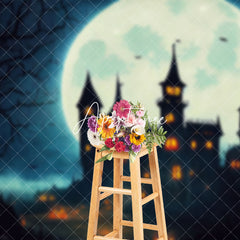 Aperturee - Aperturee Moon Dusky Witch Castle Tree Halloweenn Backdrop