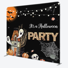 Aperturee - Aperturee Moon Ghosts House Fabric Backdrop Cover for Halloween