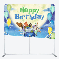 Aperturee - Aperturee Moon Night Blue Truck Birthday Pillow Cover Backdrop