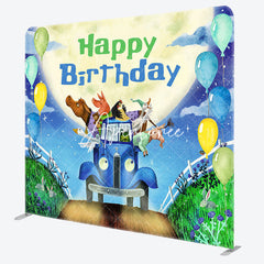 Aperturee - Aperturee Moon Night Blue Truck Birthday Pillow Cover Backdrop