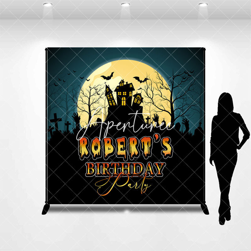 Aperturee - Aperturee Moon Night Castle Halloween Custom Birthday Backdrop