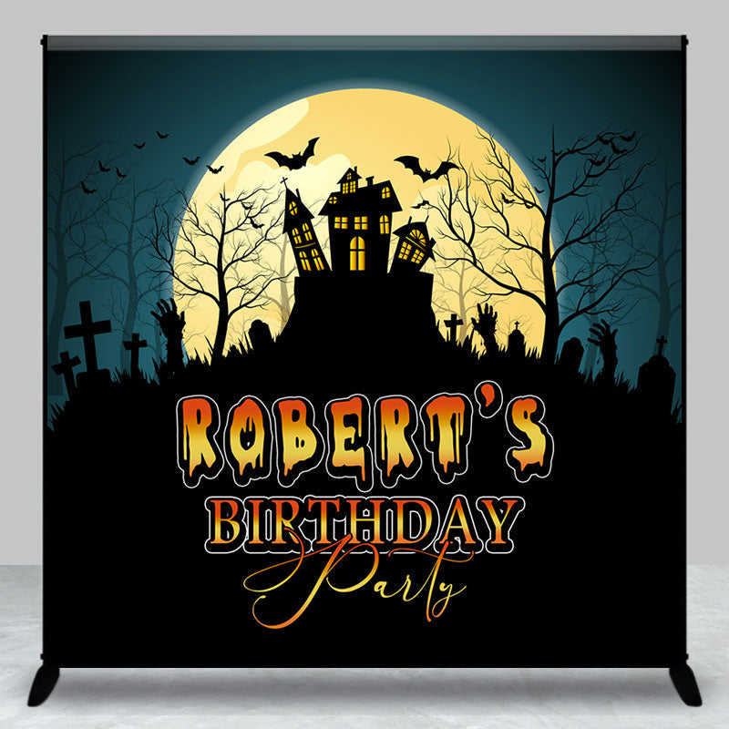 Aperturee - Aperturee Moon Night Castle Halloween Custom Birthday Backdrop