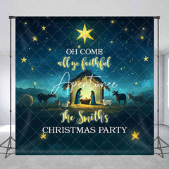 Aperturee - Aperturee Moon Night Nativity Custom Name Christmas Backdrop