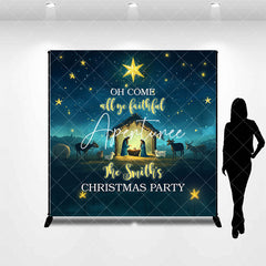 Aperturee - Aperturee Moon Night Nativity Custom Name Christmas Backdrop