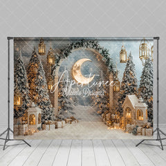 Aperturee - Aperturee Moon Pine Tree Arch Christmas Photography Backdrop