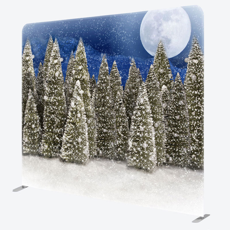 Aperturee - Aperturee Moon Snow Blue Night Christmas Pillow Cover Backdrop