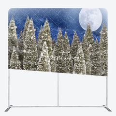 Aperturee - Aperturee Moon Snow Blue Night Christmas Pillow Cover Backdrop