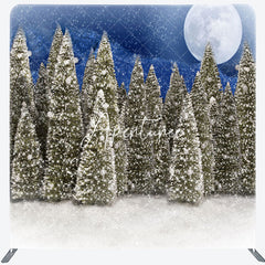 Aperturee - Aperturee Moon Snow Blue Night Christmas Pillow Cover Backdrop