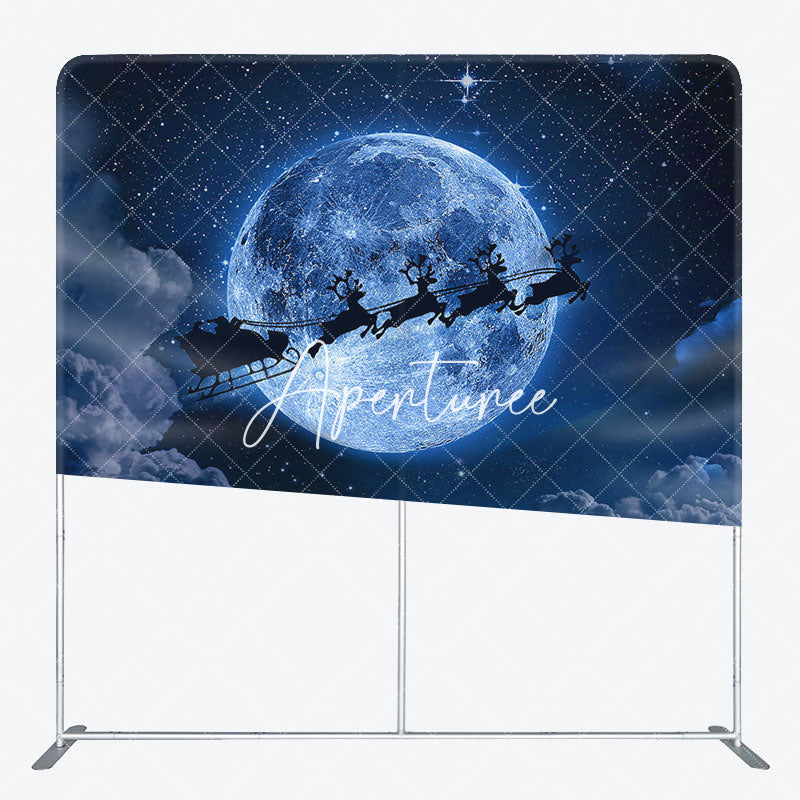 Aperturee - Aperturee Moon Starry Santa Elks Xmas Tension Fabric Backdrop