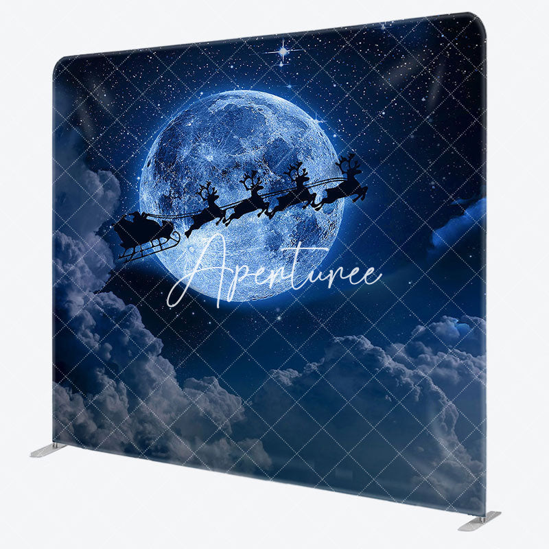 Aperturee - Aperturee Moon Starry Santa Elks Xmas Tension Fabric Backdrop