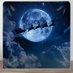 Aperturee - Aperturee Moon Starry Santa Elks Xmas Tension Fabric Backdrop