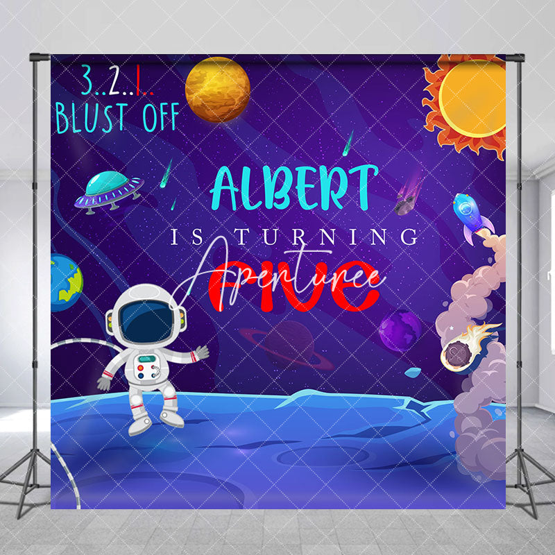 Aperturee - Aperturee Moon Surface Galaxy Custom Name 5th Birthday Backdrop