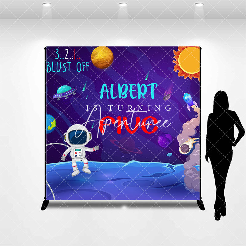 Aperturee - Aperturee Moon Surface Galaxy Custom Name 5th Birthday Backdrop