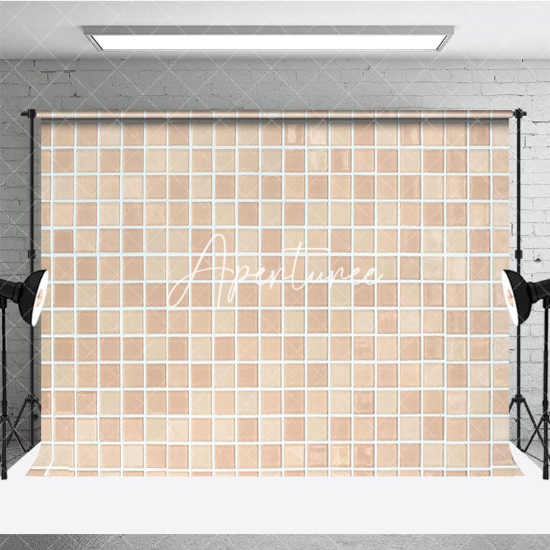 Aperturee - Aperturee Mosaic Tile Modern Beige Square Pattern Backdrop