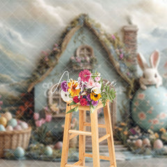 Aperturee - Aperturee Mountain Wall Rabbit House Egg Floral Easter Backdrop