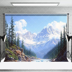 Aperturee - Aperturee Mountains Waterfalls Natural Scene Combo Set Backdrop