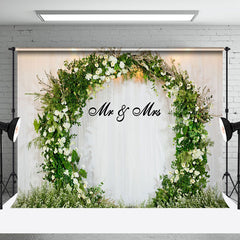 Aperturee - Aperturee Mr. & Mrs. Green Garland Wedding Photo Backdrop