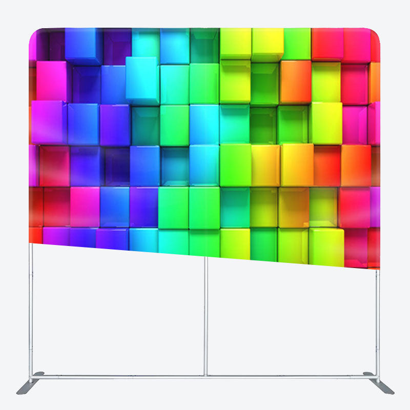 Aperturee - Aperturee Multi Color Cubes Wall Fabric Backdrop For Decoration