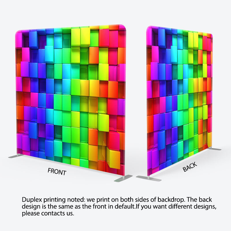 Aperturee - Aperturee Multi Color Cubes Wall Fabric Backdrop For Decoration