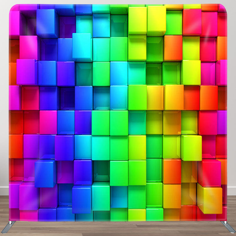 Aperturee - Aperturee Multi Color Cubes Wall Fabric Backdrop For Decoration