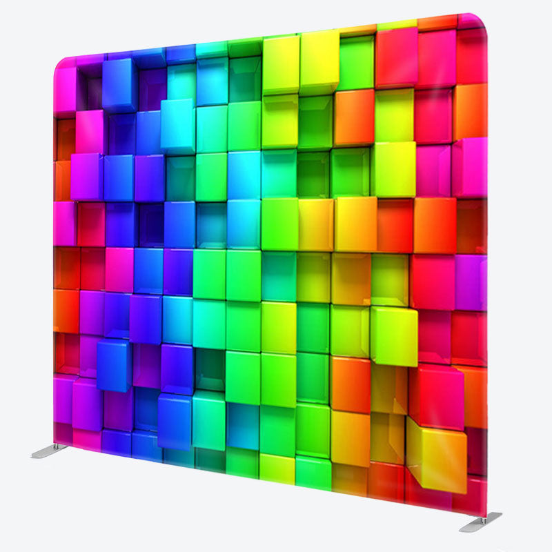 Aperturee - Aperturee Multi Color Cubes Wall Fabric Backdrop For Decoration