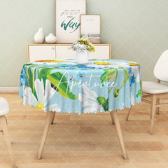 Aperturee - Aperturee Multicolor Flower Pattern Rectangle Tablecloth