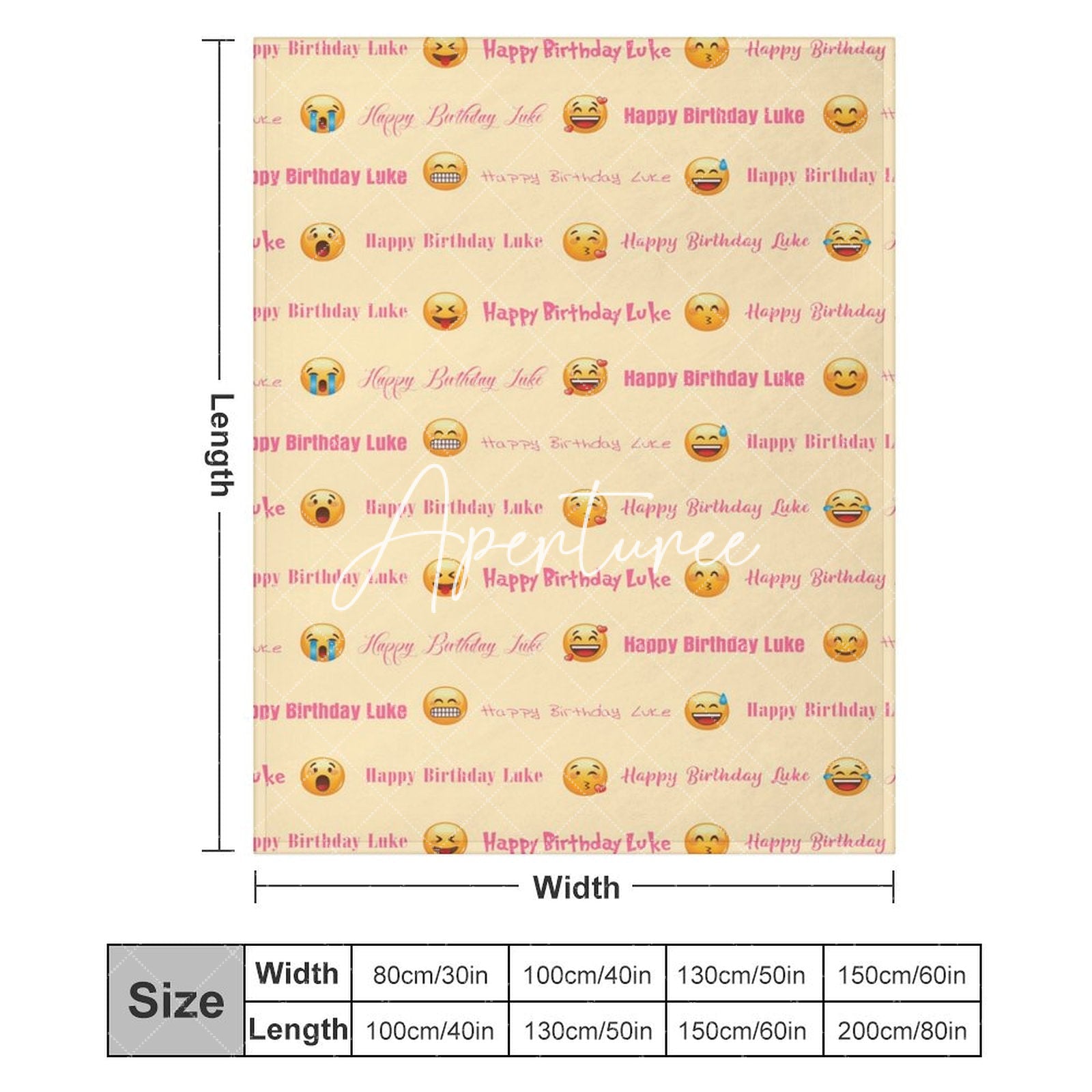 Aperturee - Aperturee Multiple Fonts Happy Birthday Custom Name Blanket