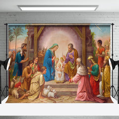 Aperturee - Aperturee Mural Shed Nativity Celebrates Christmas Backdrop