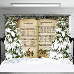 Aperturee - Aperturee Music Book Snow Forest Winter Photography Backdrop