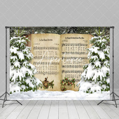 Aperturee - Aperturee Music Book Snow Forest Winter Photography Backdrop