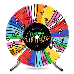 Aperturee - Aperturee Music Colorful Disc Round Happy Birthday Backdrop