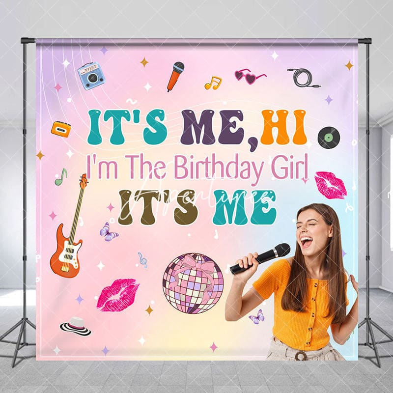 Aperturee - Aperturee Musical Its Me Hi Custom Photo Birthday Backdrop