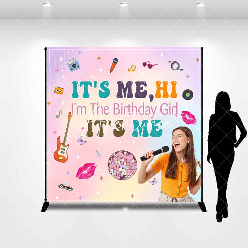 Aperturee - Aperturee Musical Its Me Hi Custom Photo Birthday Backdrop