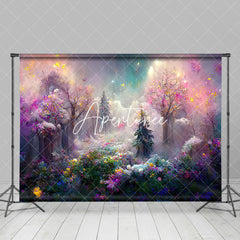 Aperturee - Aperturee Mysterious Cloud Floral Tree Wonderland Backdrop