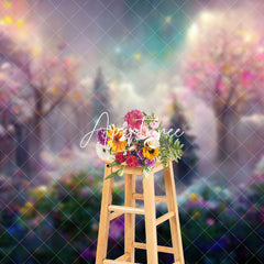 Aperturee - Aperturee Mysterious Cloud Floral Tree Wonderland Backdrop