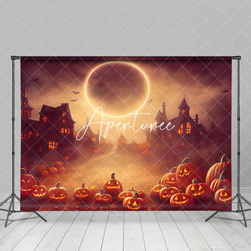 Aperturee - Aperturee Mysterious Scary Pumpkin Town Halloween Backdrop