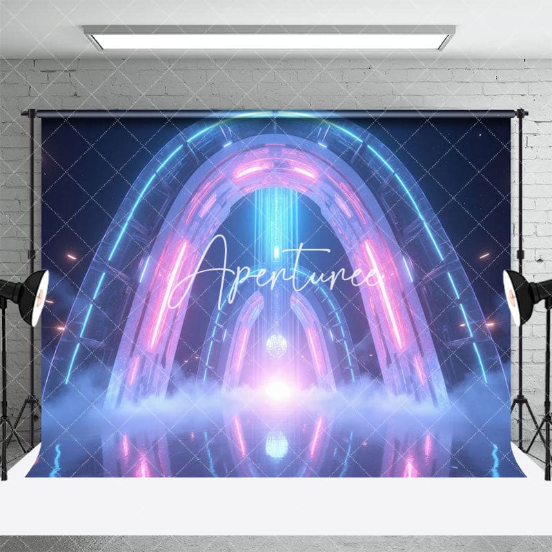 Aperturee - Aperturee Mystical Future Portal Neon Lights Mist Backdrop