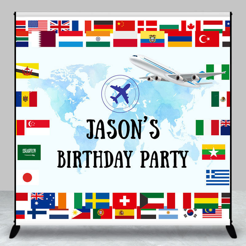 Aperturee - Aperturee National Flags Map Custom Name Birthday Backdrop