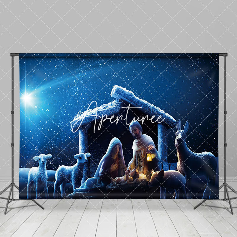 Aperturee - Aperturee Nativity Starry Night Jesus Christmas Backdrop