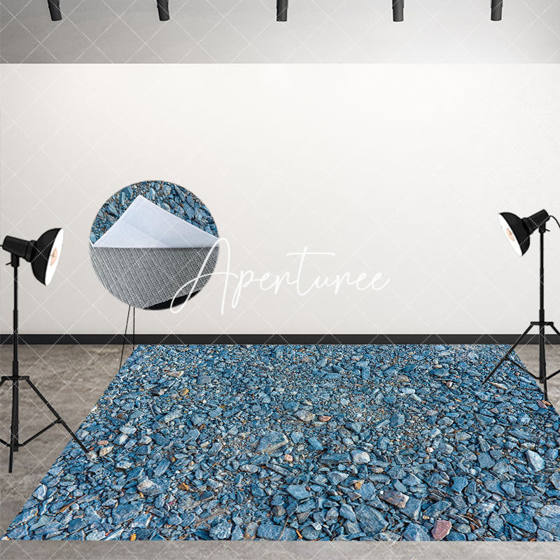 Aperturee - Aperturee Natural Blue Gravel Pattern Fabric Floor Backdrop