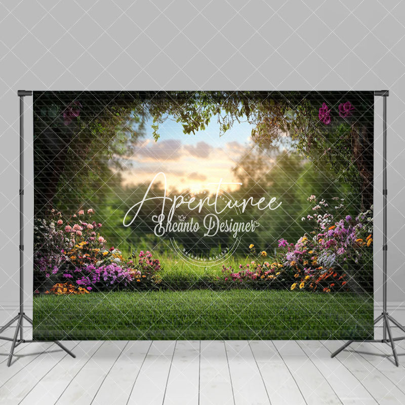 Aperturee - Aperturee Natural Colorful Wildflower Lawn Spring Backdrop