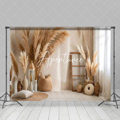 Aperturee - Aperturee Natural Dry Flowers Wooden Frame Accent Backdrop